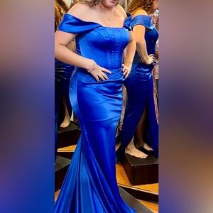 Elegant Blue Satin Dress